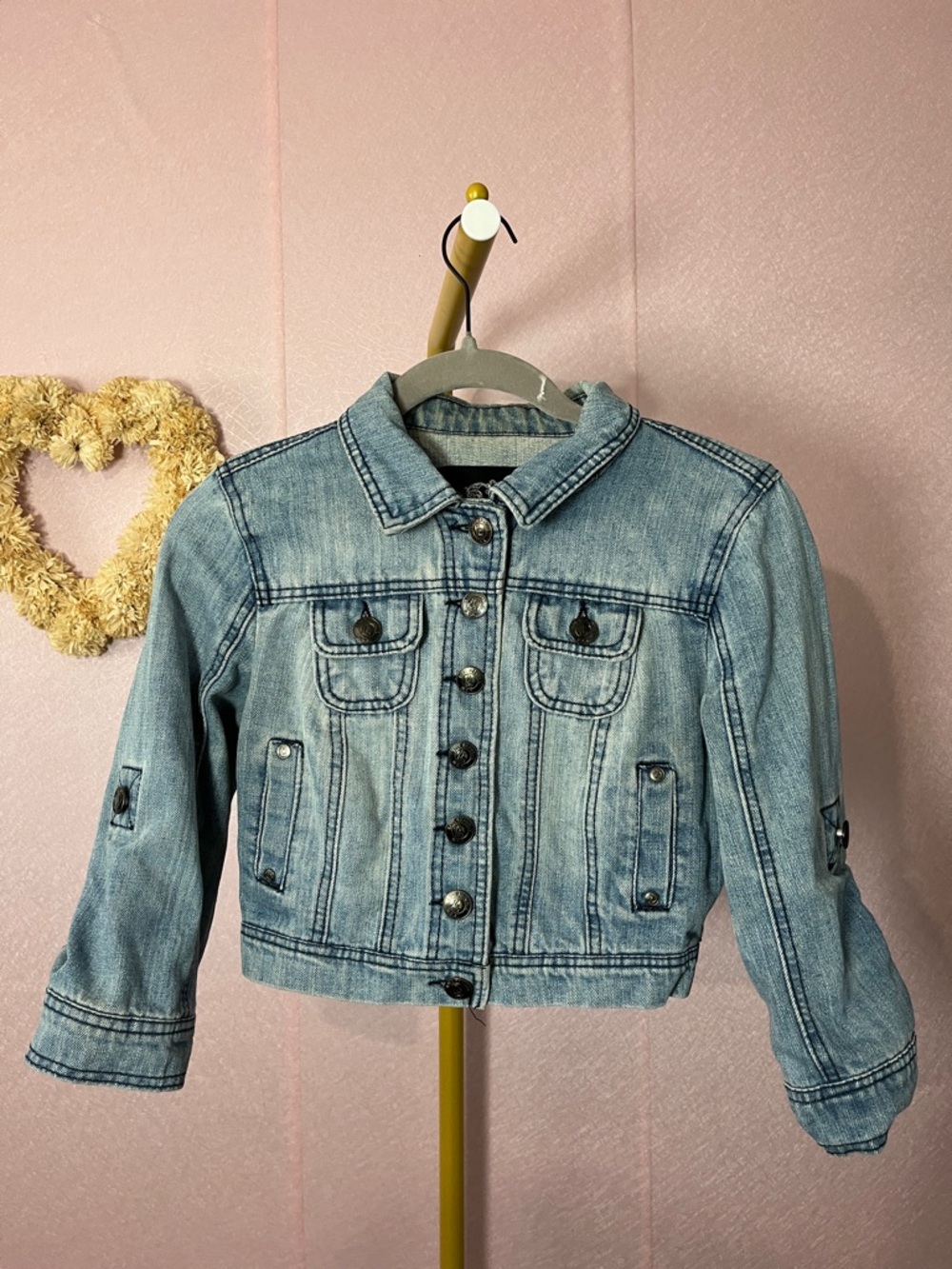 Girls Light Blue Denim Jean Jacket - Classic Button-Up